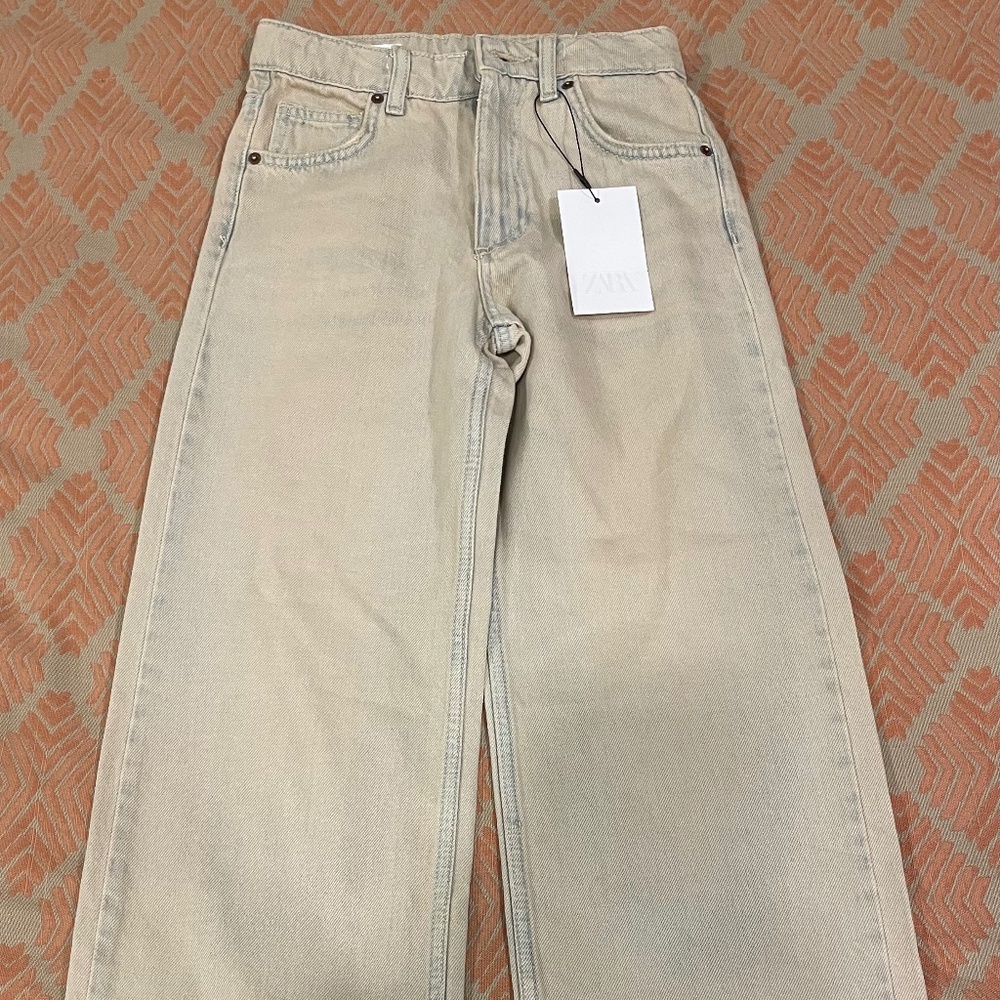 Zara Overdyed Washed Effect Wide Leg Girls Jeans Sz 9/10 (140 cm)